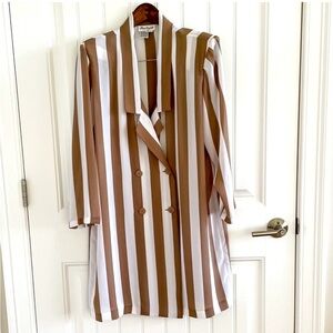 Vintage striped sheer double breasted blazer shirt dress menswear chic